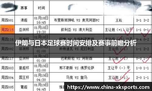 伊朗与日本足球赛时间安排及赛事前瞻分析